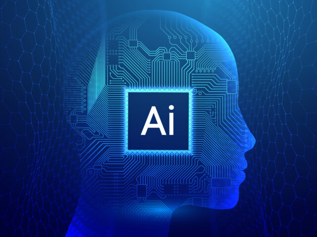 Ai woman face with circuit. Artificial intelligence chatbot. Big Data and Data Science.